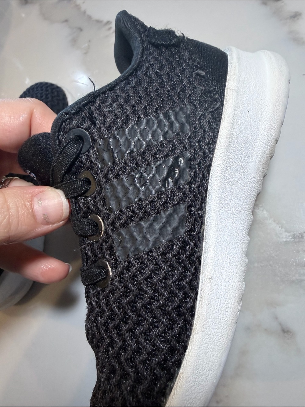 adidas Kids Black Knit Sneakers with Blue Logo - Picture 9 of 10